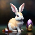 Generative AI: cute withe bunny with blurred background Royalty Free Stock Photo