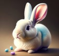 Generative AI: cute withe bunny with blurred background Royalty Free Stock Photo