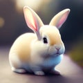 Generative AI: cute withe bunny with blurred background Royalty Free Stock Photo