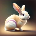 Generative AI: cute withe bunny with blurred background Royalty Free Stock Photo