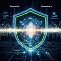 Generative ai cyber security protecting digital data network shield Royalty Free Stock Photo