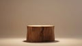 Generative AI Cylinder shape wood natural stump podium product display Front view Background for products Mockup b