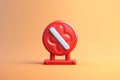 Generative AI 3D Realistic red warning- Royalty Free Stock Photo
