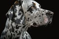 Generative AI. Dalmatian dog in front of a dark background