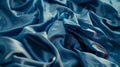 Generative AI Dark blue silk satin background Copy space for text or product Wavy soft folds on shiny fabric Luxur Royalty Free Stock Photo