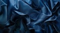 Generative AI Dark blue silk satin background Copy space for text or product Wavy soft folds on shiny fabric Luxur Royalty Free Stock Photo