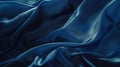 Generative AI Dark blue silk satin background Copy space for text or product Wavy soft folds on shiny fabric Luxur Royalty Free Stock Photo