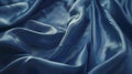 Generative AI Dark blue silk satin background Copy space for text or product Wavy soft folds on shiny fabric Luxur Royalty Free Stock Photo