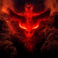 GENERATIVE AI, GENERATIVE, AI the demon coming out of hell with red fire Royalty Free Stock Photo