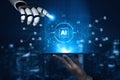 A generative AI demonstrating its ability to automate complex data workflows. Fermion Royalty Free Stock Photo