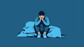 Generative AI Depressed Unhappy Man Sitting-