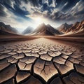 Generative AI Desert dry and cracked ground Royalty Free Stock Photo