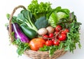 Generative AI Different fresh vegetables for eating healthy. Fresh vegetables in basket isolated on white backgrou Royalty Free Stock Photo