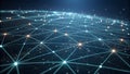 The image shows a network of interconnected nodes represented by glowing spheres and lines, creating a global connection or data Royalty Free Stock Photo