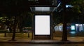 Generative AI Digital Media blank advertising billboard in the bus stop  at avenue of Sao Paulo city Blank billboa Royalty Free Stock Photo