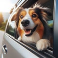 Generative AI, Dog looking out of open car window