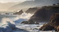 Generative AI, Dramatic Coastlines: rugged and coastlines with crashing waves and cliffs