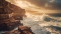 Generative AI, Dramatic Coastlines: rugged and coastlines with crashing waves and cliffs