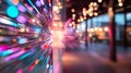 Generative AI Dynamic Abstract Background with Colorful Light Trails and Bokeh Effect Creating a Sense of Motion b Royalty Free Stock Photo