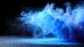 Generative AI Dynamic Blue Powder Explosion Against Black Backdrop Revealing Energy and Motion for Creative Visual Royalty Free Stock Photo