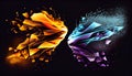 Generative AI, Dynamic Duet: Abstract Background in Vibrant Dual Hues