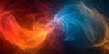Generative AI Dynamic Fiery Red and Cool Blue Abstract Fractal Background Bright and Electric Mixing Patterns busi