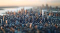 Generative AI Dynamic TiltShift Aerial View of City Skyline at Dusk with Soft Focus and Evening Glow business conc