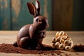 Generative AI of Easter Bunny and chocolate egg - A Festive and Traditional Celebration of the Season