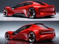 Electric powered red four-wheeled vehicle