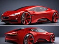 Electric powered red four-wheeled vehicle