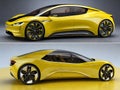 Electric powered yellow four-wheeled vehicle