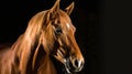 Generative AI Elegant horse portrait on black backround Horse on dark backroundBeautiful horse portrait on black b