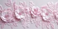 Generative AI, embroidered shabby chic baroque light pink roses pattern. Royalty Free Stock Photo