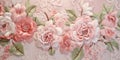 Generative AI, embroidered shabby chic baroque light pink roses pattern. Royalty Free Stock Photo