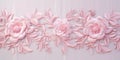 Generative AI, embroidered shabby chic baroque light pink roses pattern. Royalty Free Stock Photo