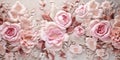 Generative AI, embroidered shabby chic baroque light pink roses pattern. Royalty Free Stock Photo