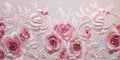 Generative AI, embroidered shabby chic baroque light pink roses pattern. Royalty Free Stock Photo