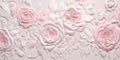 Generative AI, embroidered shabby chic baroque light pink roses pattern. Royalty Free Stock Photo