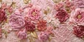Generative AI, embroidered shabby chic baroque light pink roses pattern. Royalty Free Stock Photo