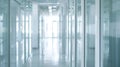 Generative AI Empty corridor hallway of modern white office building room with glass entrance door business blur b Royalty Free Stock Photo