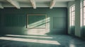 Generative AI Empty interior of classic school classroom with green Chalk board on the Wall business concept. Royalty Free Stock Photo