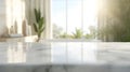 Generative AI Empty marble top table with blurred bathroom interior Background. for product display montage. busin Royalty Free Stock Photo