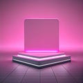 Empty neon stage in a pink background Royalty Free Stock Photo