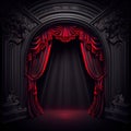 Empty stage with red curtain Royalty Free Stock Photo