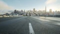 Generative AI Empty urban asphalt road exterior with city buildings background. New modern highway concrete constr Royalty Free Stock Photo