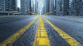 Generative AI Empty urban asphalt road exterior with city buildings background. New modern highway concrete constr Royalty Free Stock Photo