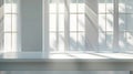 Generative AI Empty white desk with morning light and shadows of windows with copy space summer concert Blurred ba Royalty Free Stock Photo