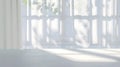 Generative AI Empty white desk with morning light and shadows of windows with copy space summer concert Blurred ba Royalty Free Stock Photo