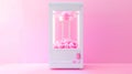Generative AI empty white and pink claw machine decorated with pastel pink isolated on white background business c Royalty Free Stock Photo