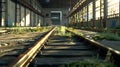 Generative AI The end of a railway line, work or train maintenance area, terminus, industrial area, with a little